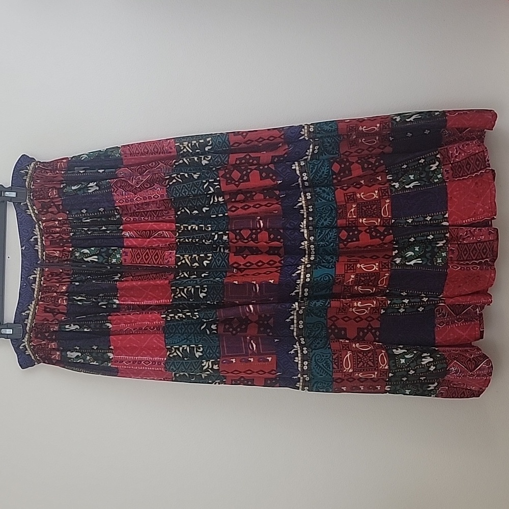 Vintage Christine Parker Multicolored Boho Hippie A-line Full Skirt M